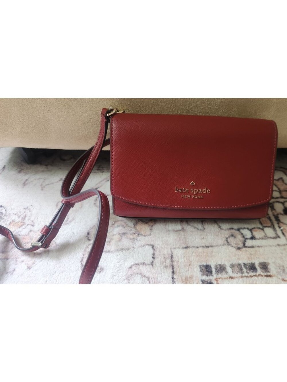 Kate Spade Carson Red Currant & Gold Crossbody Bag